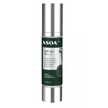 ASOA -  Asoa Ochronny krem transparentny z filtrem mineralnym SPF 50 PA +++, 50 ml 